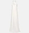 Galvan Cropped Pandora Satin Maxi Dress In White