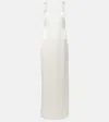 Galvan Off-the-shoulder Beaded-chain Open-back Satin Gown In White