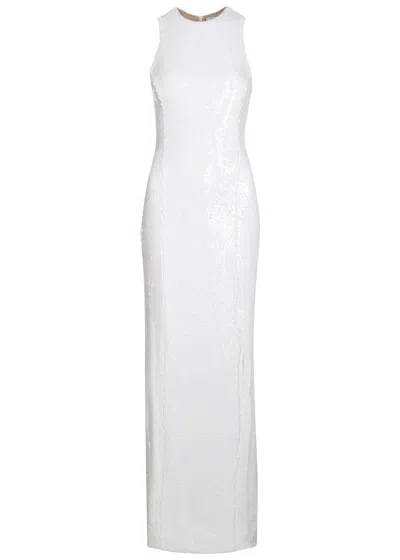Galvan Cannes Sequin Gown In White