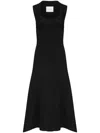 Galvan Claudia Flared Viscose Blend Midi Dress In Black