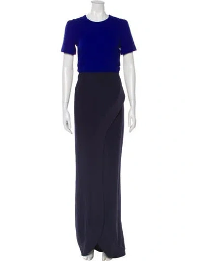 Pre-owned Galvan Colorblock Pattern Long Dress In Blue