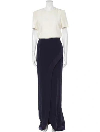 Pre-owned Galvan Colorblock Pattern Long Dress In Blue