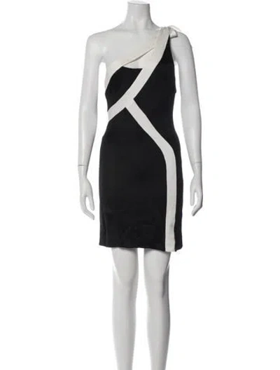 Pre-owned Galvan Colorblock Pattern Mini Dress In Black