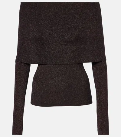 Galvan Corte Off-shoulder Top In Brown