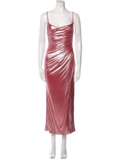 Pre-owned Galvan Cowl Neck Long Dress In Pink