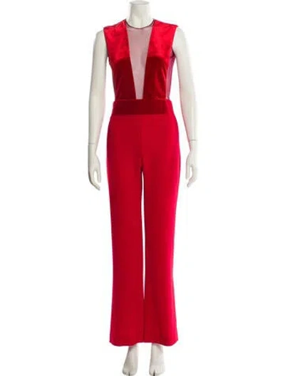 Pre-owned Galvan Crew Neck Jumpsuit In Red