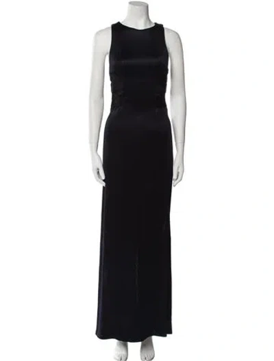 Pre-owned Galvan Crew Neck Long Dress In Black