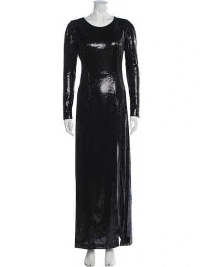 Pre-owned Galvan Crew Neck Long Dress In Black