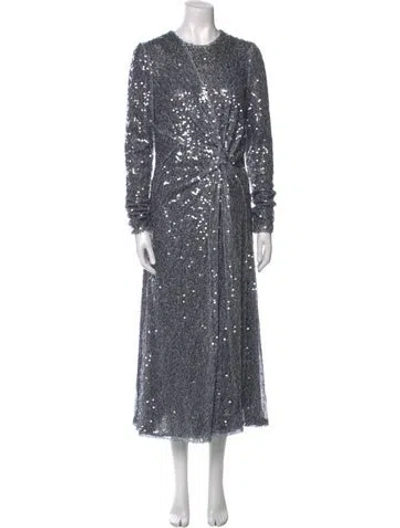 Pre-owned Galvan Crew Neck Long Dress In Blue