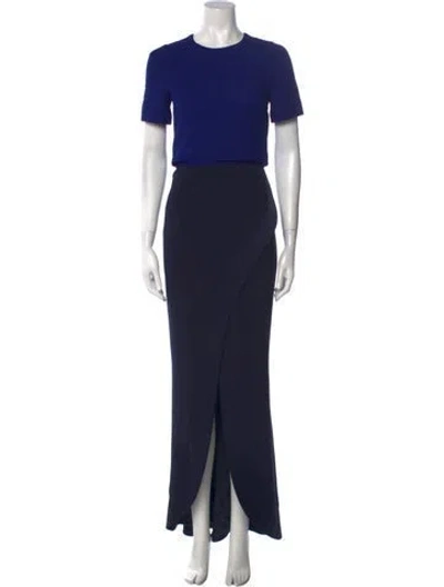 Pre-owned Galvan Crew Neck Long Dress In Blue