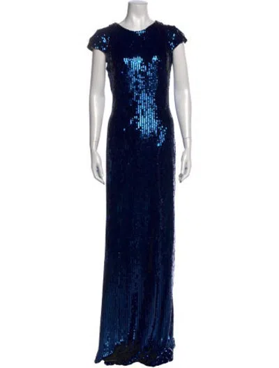 Pre-owned Galvan Crew Neck Long Dress In Blue