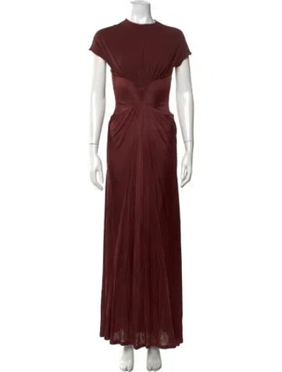 Pre-owned Galvan Crew Neck Long Dress In Burgundy