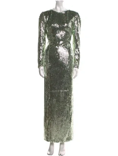 Pre-owned Galvan Crew Neck Long Dress In Green
