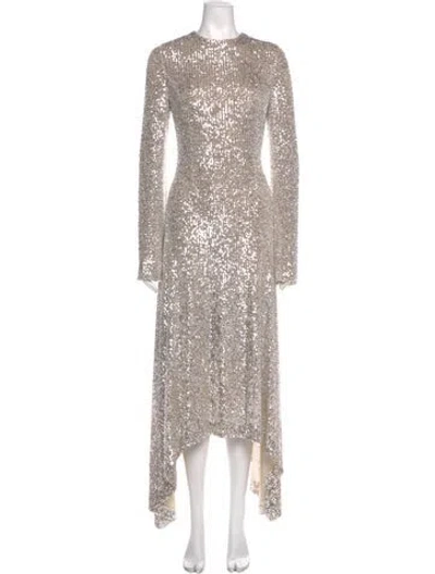 Pre-owned Galvan Crew Neck Long Dress In Neutral