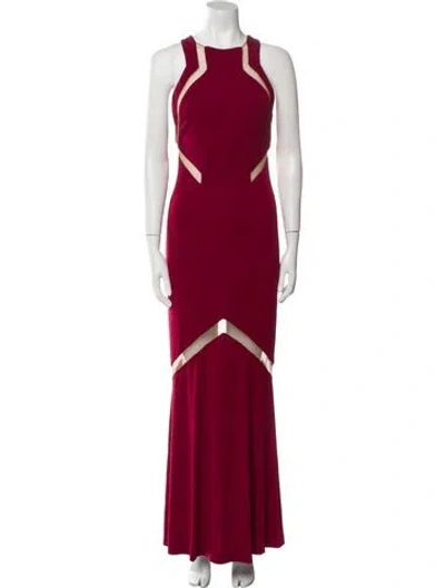 Pre-owned Galvan Crew Neck Long Dress In Red