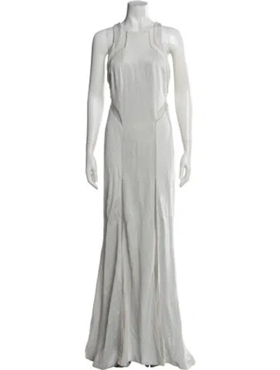 Pre-owned Galvan Crew Neck Long Dress In White