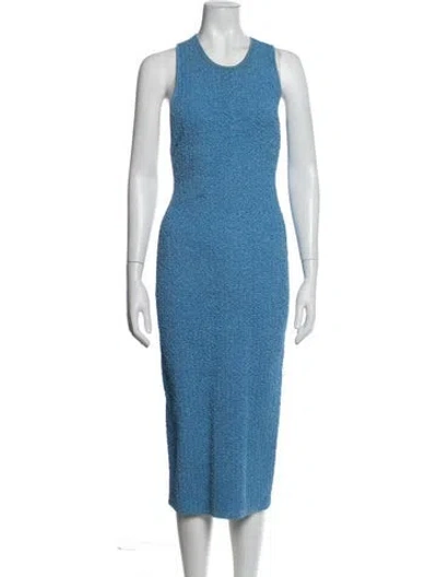 Pre-owned Galvan Crew Neck Midi Length Dress In Blue