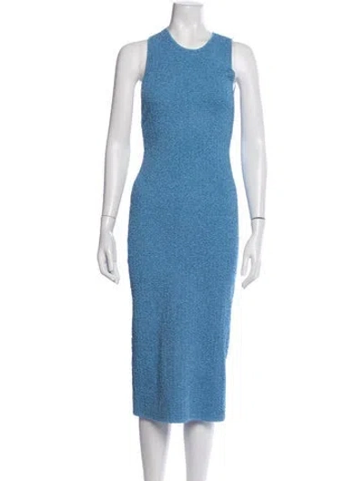 Pre-owned Galvan Crew Neck Midi Length Dress In Blue/metallic