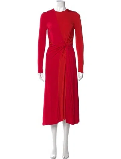 Pre-owned Galvan Crew Neck Midi Length Dress In Red