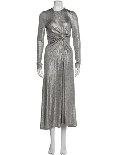Pre-owned Galvan Crew Neck Midi Length Dress In Silver