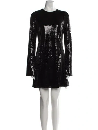 Pre-owned Galvan Crew Neck Mini Dress In Black