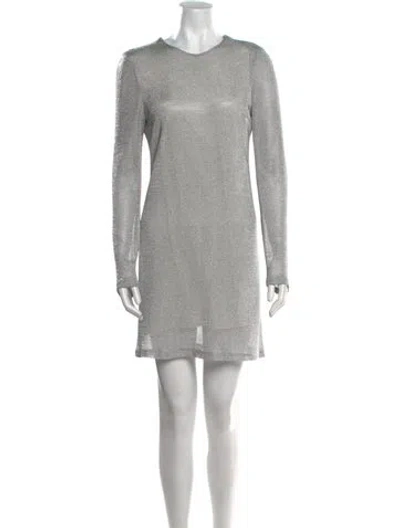 Pre-owned Galvan Crew Neck Mini Dress In Gray