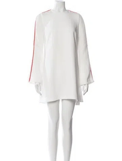 Pre-owned Galvan Crew Neck Mini Dress In White