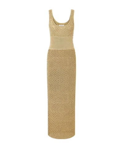 Galvan Vento Crystal-embellished Crocheted Midi Dress In Brown