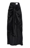 Galvan De Lovie Satin Maxi Wrap Skirt In Black