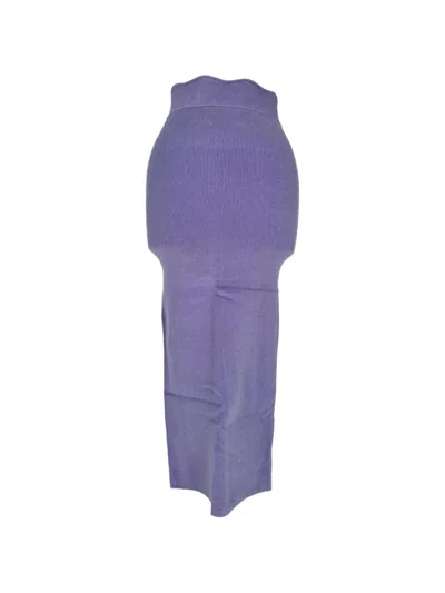 Pre-owned Galvan Delia Ribbed-knit Skirt In Purple