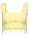 Galvan Depois Fringed Cropped Top In Yellow