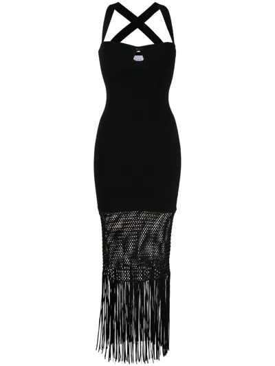 black mirror dresser BiBi, style IPA226-01, Solid Knit Dress with Fringe at the bottom.   Southern Exposure Style