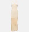 Galvan Diana Fringed Midi Dress In Creme