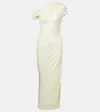 Galvan Draped One-shoulder Midi Dress In Neutral
