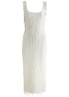 Galvan Embellished Knitted Midi Dress In White