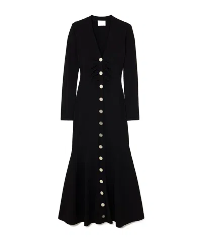 Galvan Embellished Merino Wool-blend Maxi Dress In Black