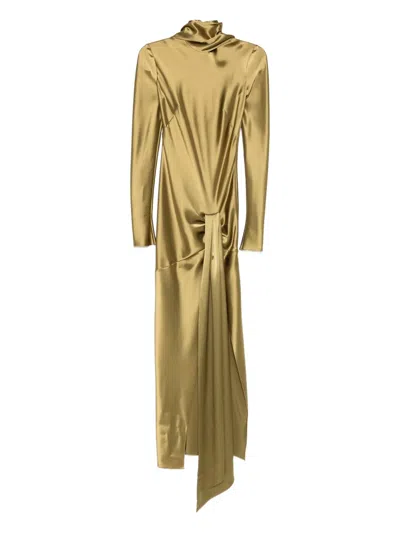 Galvan Emilie Tie Midi Dress In Gold