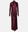 Galvan Emilie Tie-neck Satin Maxi Dress In Burgundy