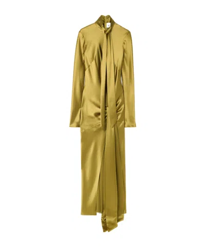 Galvan Emilie Tie-detailed Satin Gown In Green