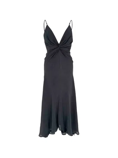 Pre-owned Galvan Escape Twist-front Midi Dress In Black