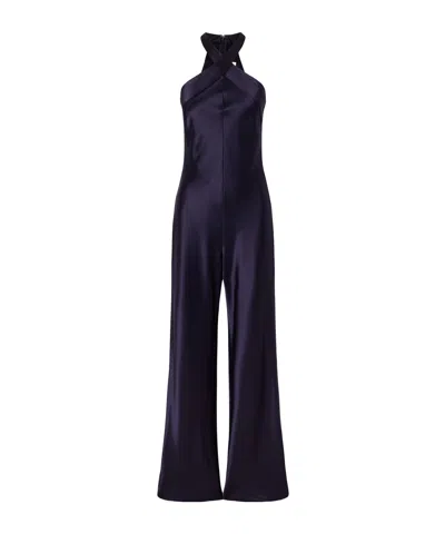 Galvan Eve Satin Jumpsuit In Blue