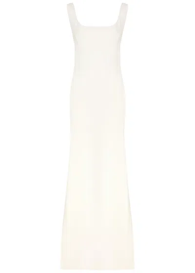 Galvan Fiorentina Compact Crepe Long Dress In Off White