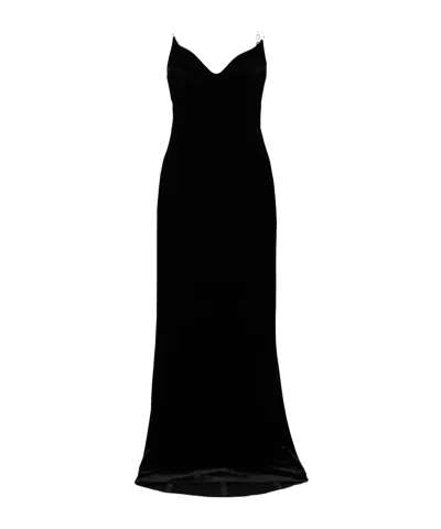 Galvan Fitted Velvet Evening Gown In Black