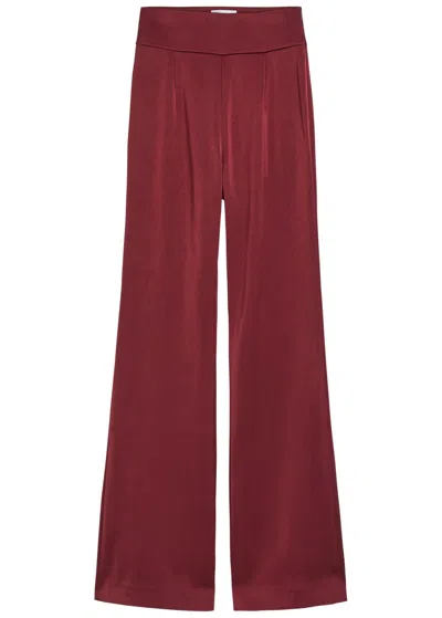 Galvan Flared-leg Satin Trousers In Dark Red