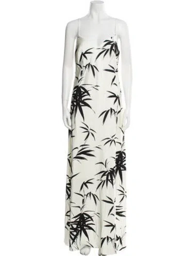 Pre-owned Galvan Floral Print Long Dress W/ Tags In Neutral