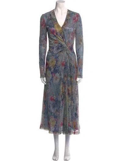Pre-owned Galvan Floral Print Midi Length Dress