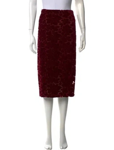 Pre-owned Galvan Floral Print Midi Length Skirt In Burgundy