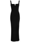 Galvan Freya Ribbed-knit Midi Dress In Black