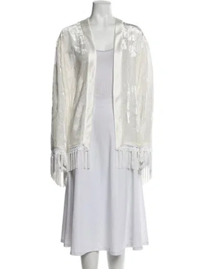 Pre-owned Galvan Fringe Trim Accent Robe W/ Tags In White