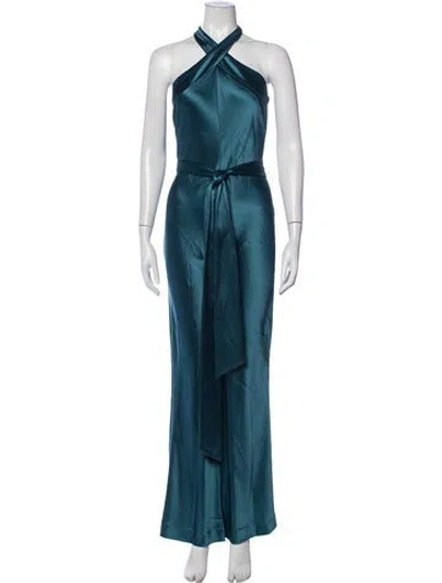 Pre-owned Galvan Halterneck Jumpsuit In Blue